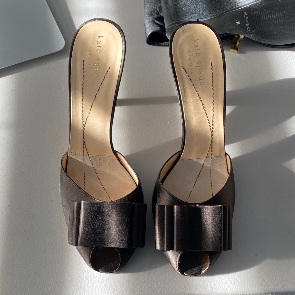 Kate Spade Dark Brown Satin Heels
